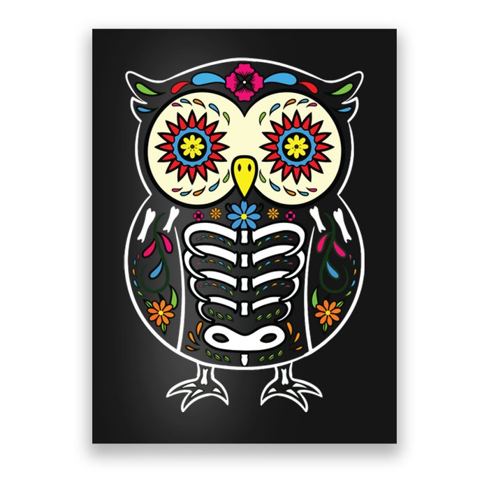 Sugar Skull Owl Dia De Los Muertos Halloween Poster