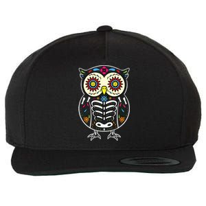 Sugar Skull Owl Dia De Los Muertos Halloween Wool Snapback Cap