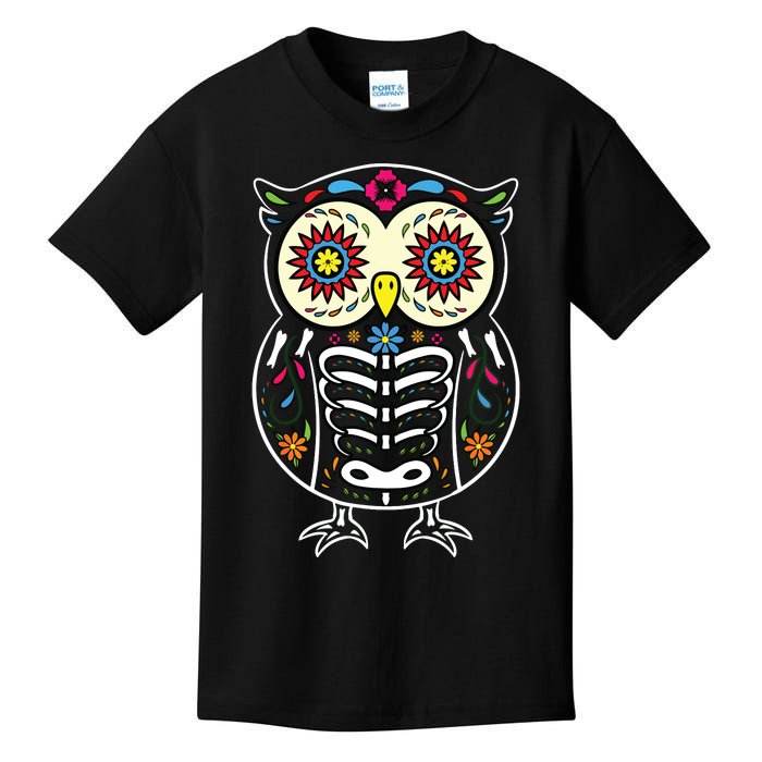 Sugar Skull Owl Dia De Los Muertos Halloween Kids T-Shirt