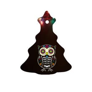 Sugar Skull Owl Dia De Los Muertos Halloween Ceramic Tree Ornament