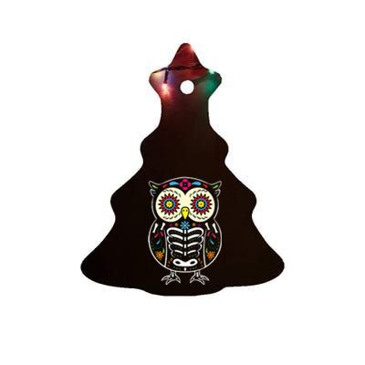 Sugar Skull Owl Dia De Los Muertos Halloween Ceramic Tree Ornament