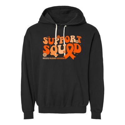 Support Squad Orange Ribbon Multiple Sclerosis Awareness Ms Garment-Dyed Fleece Hoodie