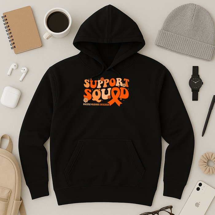 Support Squad Orange Ribbon Multiple Sclerosis Awareness Ms Hoodie