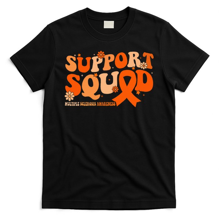 Support Squad Orange Ribbon Multiple Sclerosis Awareness Ms T-Shirt