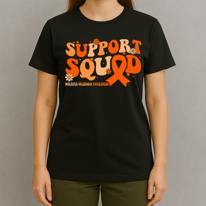 Support Squad Orange Ribbon Multiple Sclerosis Awareness Ms T-Shirt