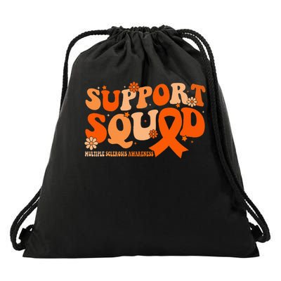 Support Squad Orange Ribbon Multiple Sclerosis Awareness Ms Drawstring Bag