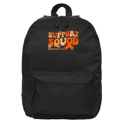 Support Squad Orange Ribbon Multiple Sclerosis Awareness Ms 16 in Basic Backpack