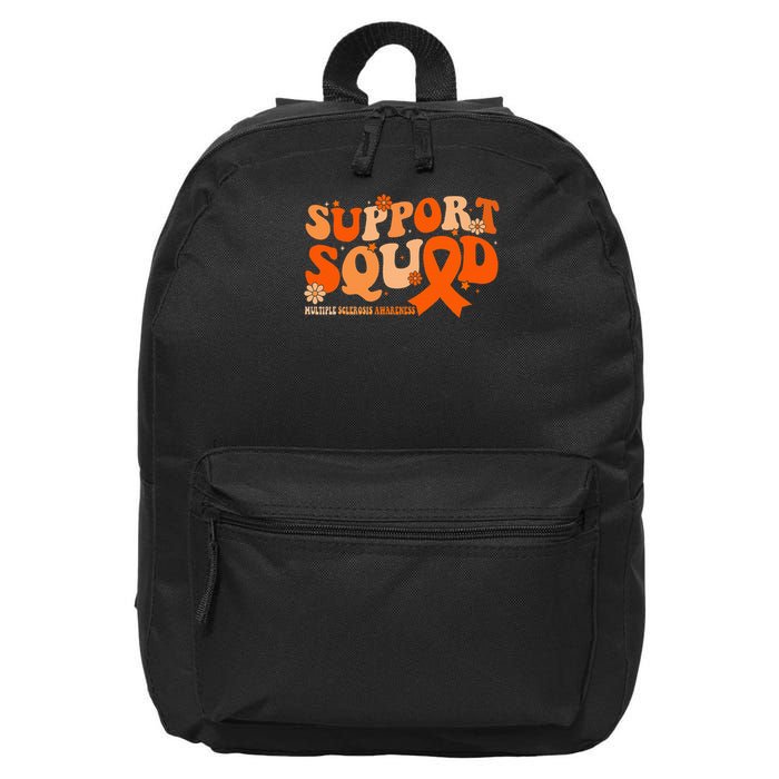 Support Squad Orange Ribbon Multiple Sclerosis Awareness Ms 16 in Basic Backpack
