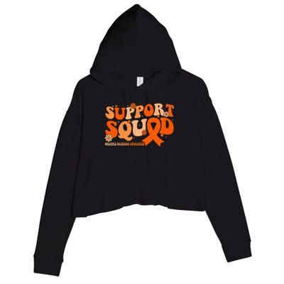 Support Squad Orange Ribbon Multiple Sclerosis Awareness Ms Crop Fleece Hoodie