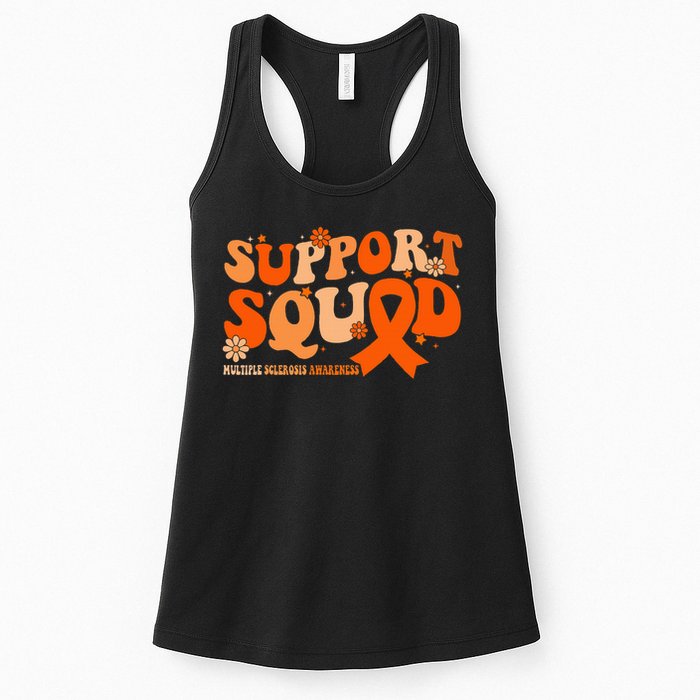 Support Squad Orange Ribbon Multiple Sclerosis Awareness Ms Womens Tank Top