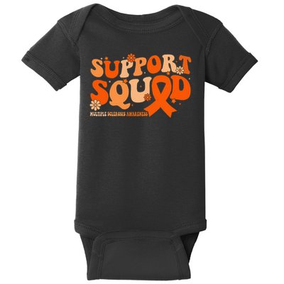 Support Squad Orange Ribbon Multiple Sclerosis Awareness Ms Baby Bodysuit