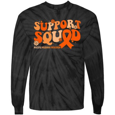 Support Squad Orange Ribbon Multiple Sclerosis Awareness Ms Tie-Dye Long Sleeve Shirt