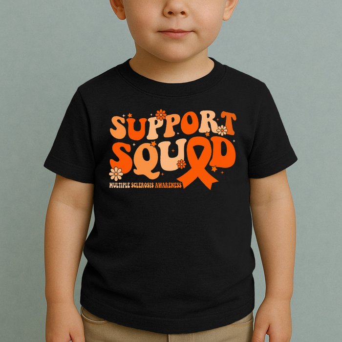 Support Squad Orange Ribbon Multiple Sclerosis Awareness Ms Toddler T-Shirt