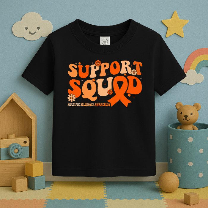 Support Squad Orange Ribbon Multiple Sclerosis Awareness Ms Toddler T-Shirt