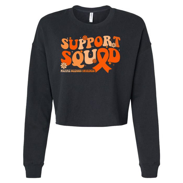 Support Squad Orange Ribbon Multiple Sclerosis Awareness Ms Cropped Pullover Crew