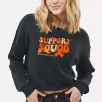 Support Squad Orange Ribbon Multiple Sclerosis Awareness Ms Cropped Pullover Crew