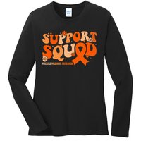 Support Squad Orange Ribbon Multiple Sclerosis Awareness Ms Ladies Long Sleeve Shirt