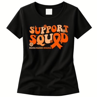 Support Squad Orange Ribbon Multiple Sclerosis Awareness Ms Womens T-Shirt