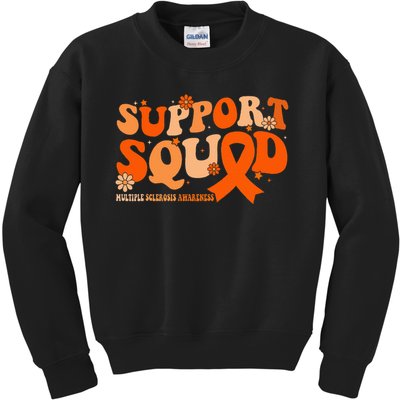 Support Squad Orange Ribbon Multiple Sclerosis Awareness Ms Kids Sweatshirt