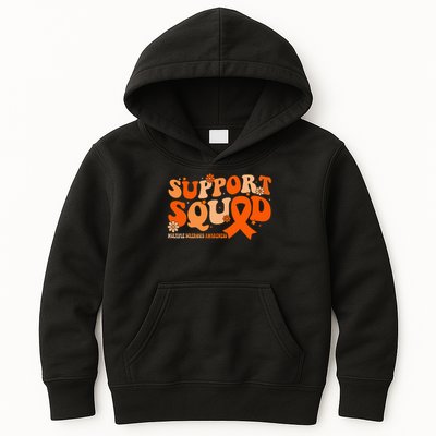 Support Squad Orange Ribbon Multiple Sclerosis Awareness Ms Kids Hoodie