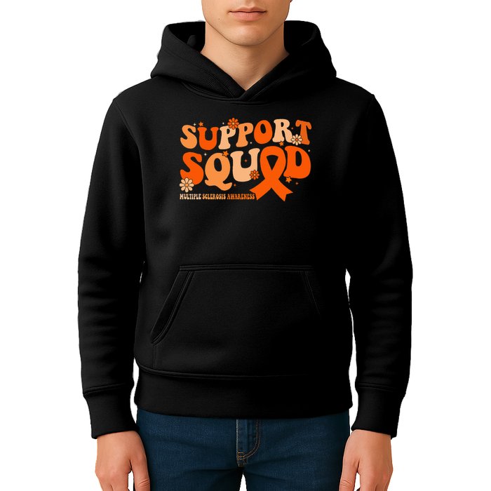 Support Squad Orange Ribbon Multiple Sclerosis Awareness Ms Kids Hoodie