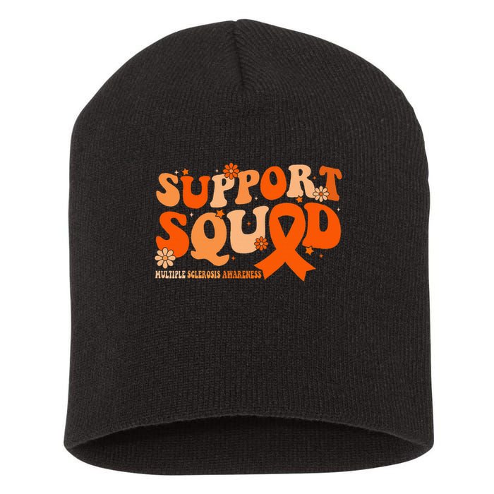 Support Squad Orange Ribbon Multiple Sclerosis Awareness Ms Short Acrylic Beanie
