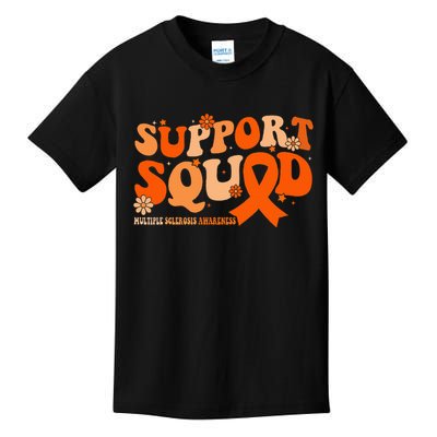 Support Squad Orange Ribbon Multiple Sclerosis Awareness Ms Kids T-Shirt
