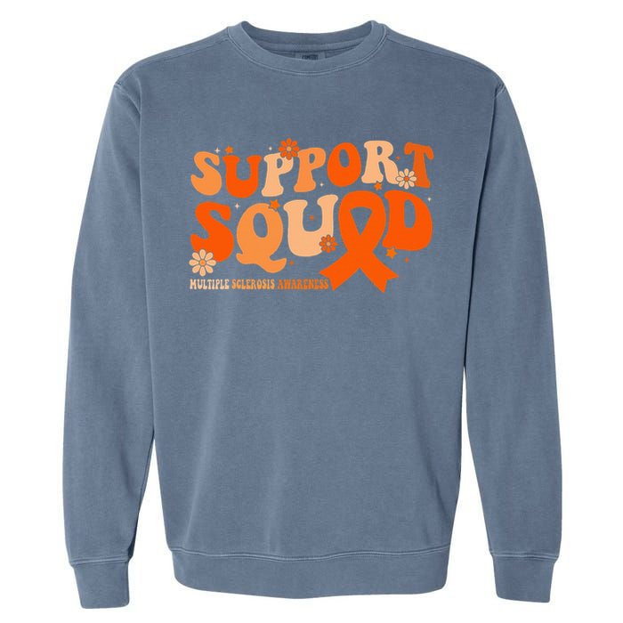 Support Squad Orange Ribbon Multiple Sclerosis Awareness Ms Garment-Dyed Sweatshirt
