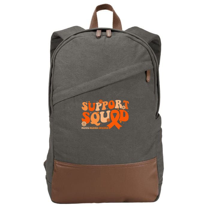 Support Squad Orange Ribbon Multiple Sclerosis Awareness Ms Cotton Canvas Backpack