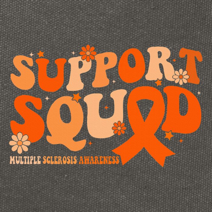 Support Squad Orange Ribbon Multiple Sclerosis Awareness Ms Cotton Canvas Backpack