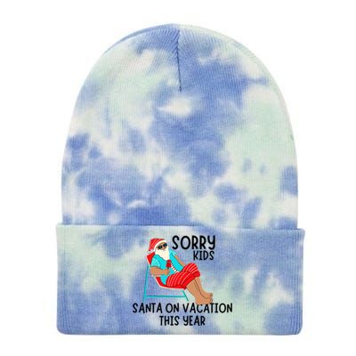 Sorry Santa On Vacation This Year Funny Christmas Vacation Tie Dye 12in Knit Beanie