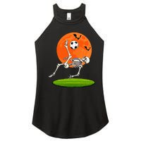 Soccer Skeleton Overhead Kick Soccer Player Halloween Moon Women's Perfect Tri Rocker Tank