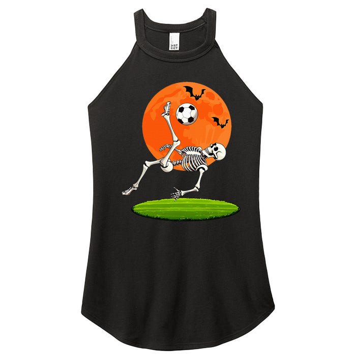 Soccer Skeleton Overhead Kick Soccer Player Halloween Moon Women's Perfect Tri Rocker Tank