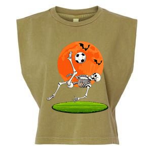 Soccer Skeleton Overhead Kick Soccer Player Halloween Moon Garment-Dyed Women's Muscle Tee