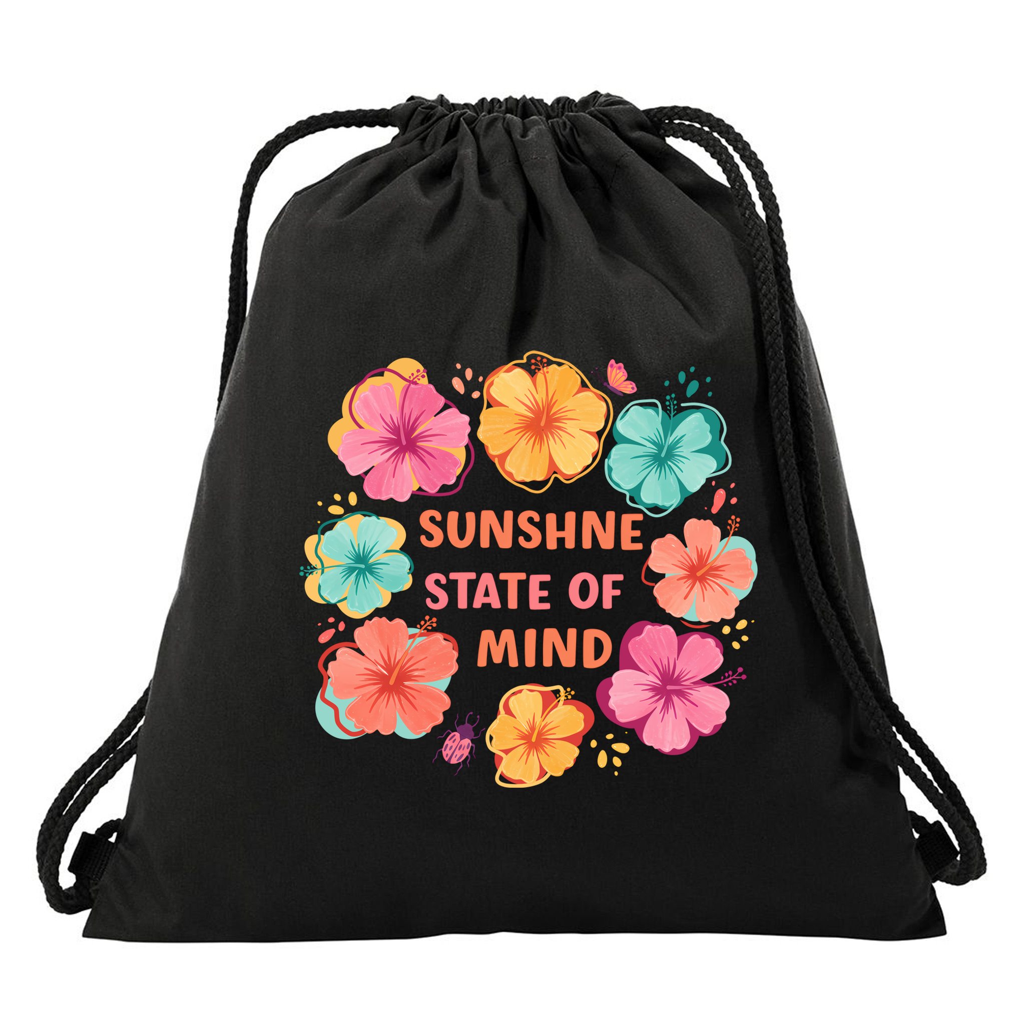 Sunshine State Of Mind Flower Floral Hibicus Tropical Drawstring Bag