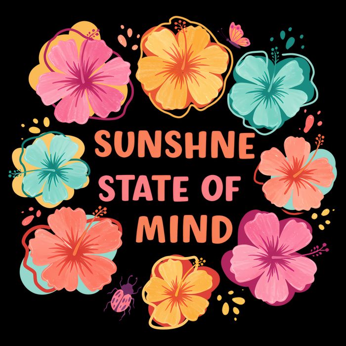Sunshine State Of Mind Flower Floral Hibicus Tropical Drawstring Bag