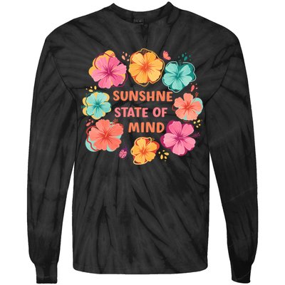 Sunshine State Of Mind Flower Floral Hibicus Tropical Tie-Dye Long Sleeve Shirt