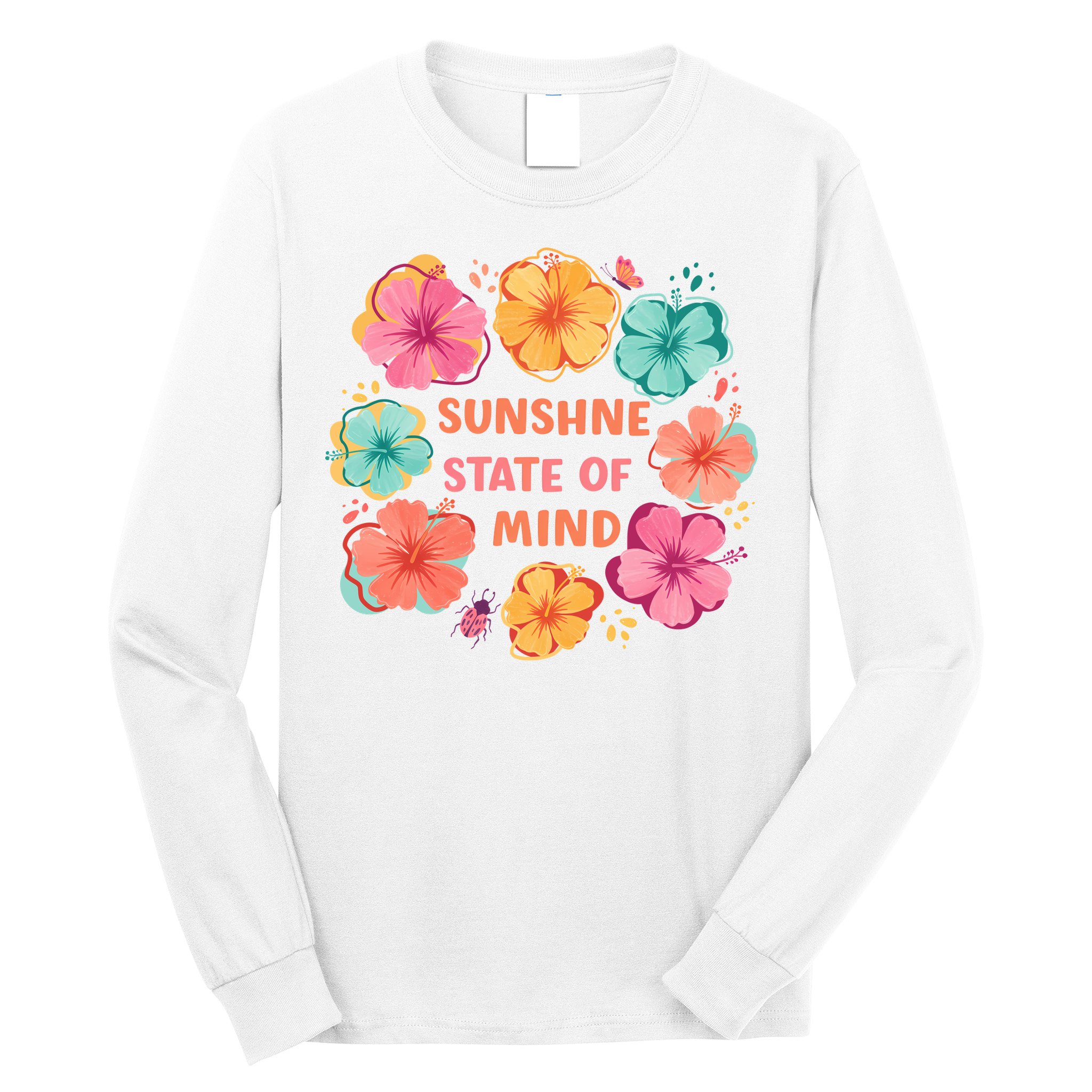 Sunshine State Of Mind Flower Floral Hibicus Tropical Long Sleeve Shirt