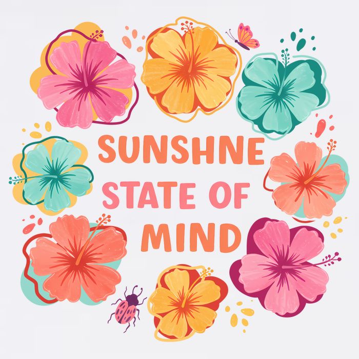 Sunshine State Of Mind Flower Floral Hibicus Tropical 11oz C Handle Ceramic Mug
