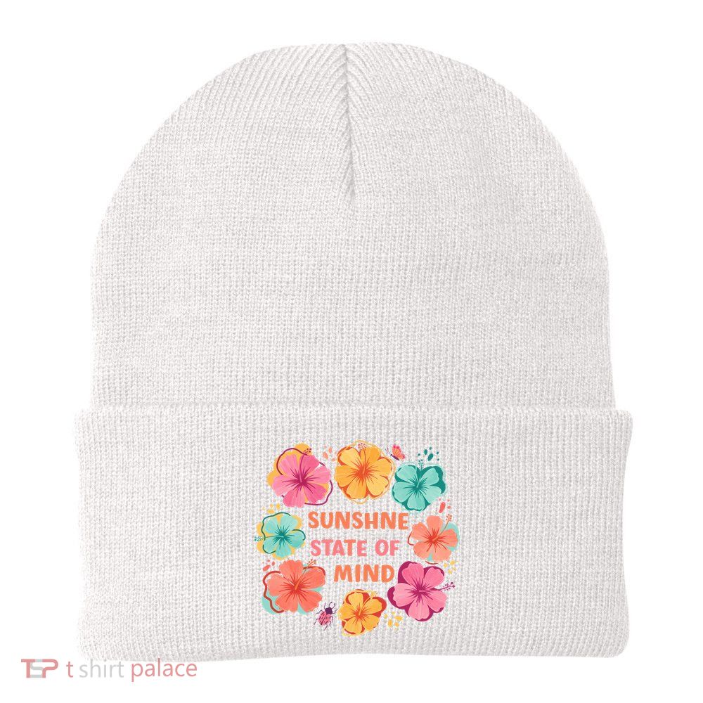 Sunshine State Of Mind Flower Floral Hibicus Tropical Beanie