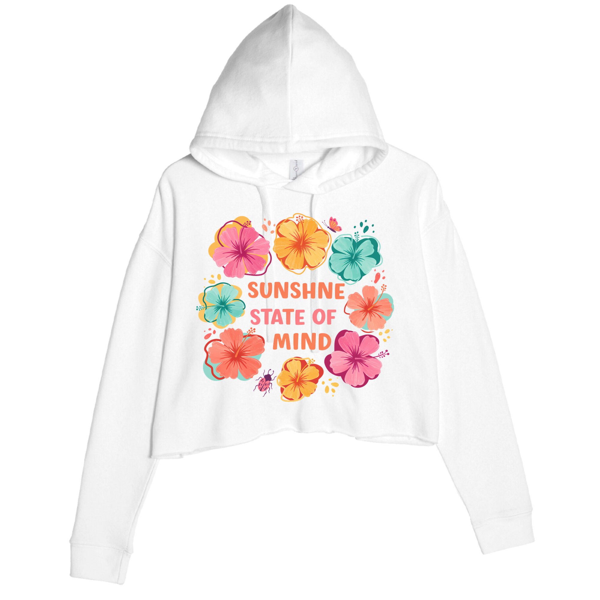 Sunshine State Of Mind Flower Floral Hibicus Tropical Crop Fleece Hoodie