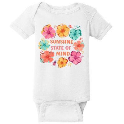 Sunshine State Of Mind Flower Floral Hibicus Tropical Baby Bodysuit