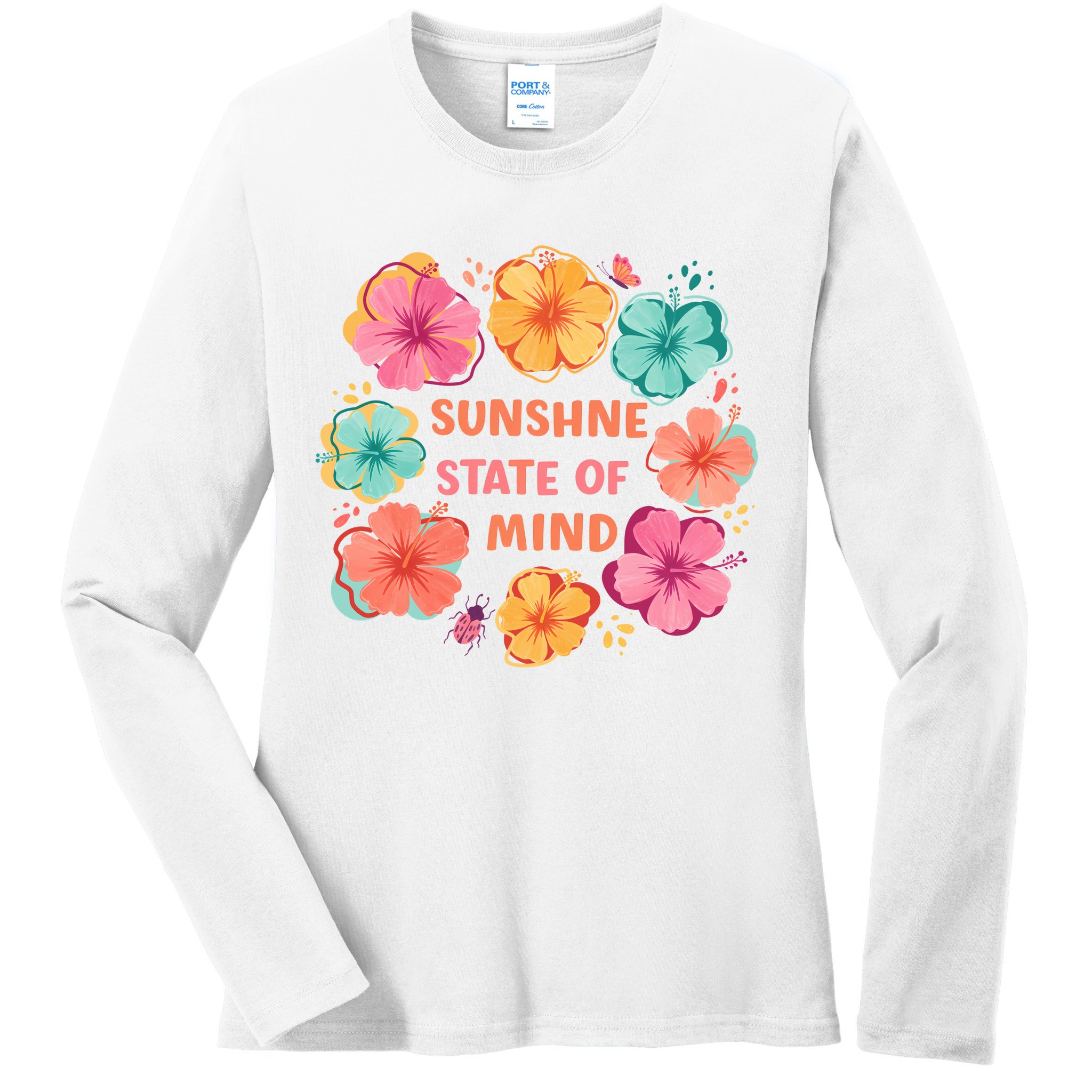 Sunshine State Of Mind Flower Floral Hibicus Tropical Ladies Long Sleeve Shirt