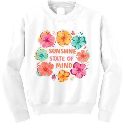 Sunshine State Of Mind Flower Floral Hibicus Tropical Kids Sweatshirt