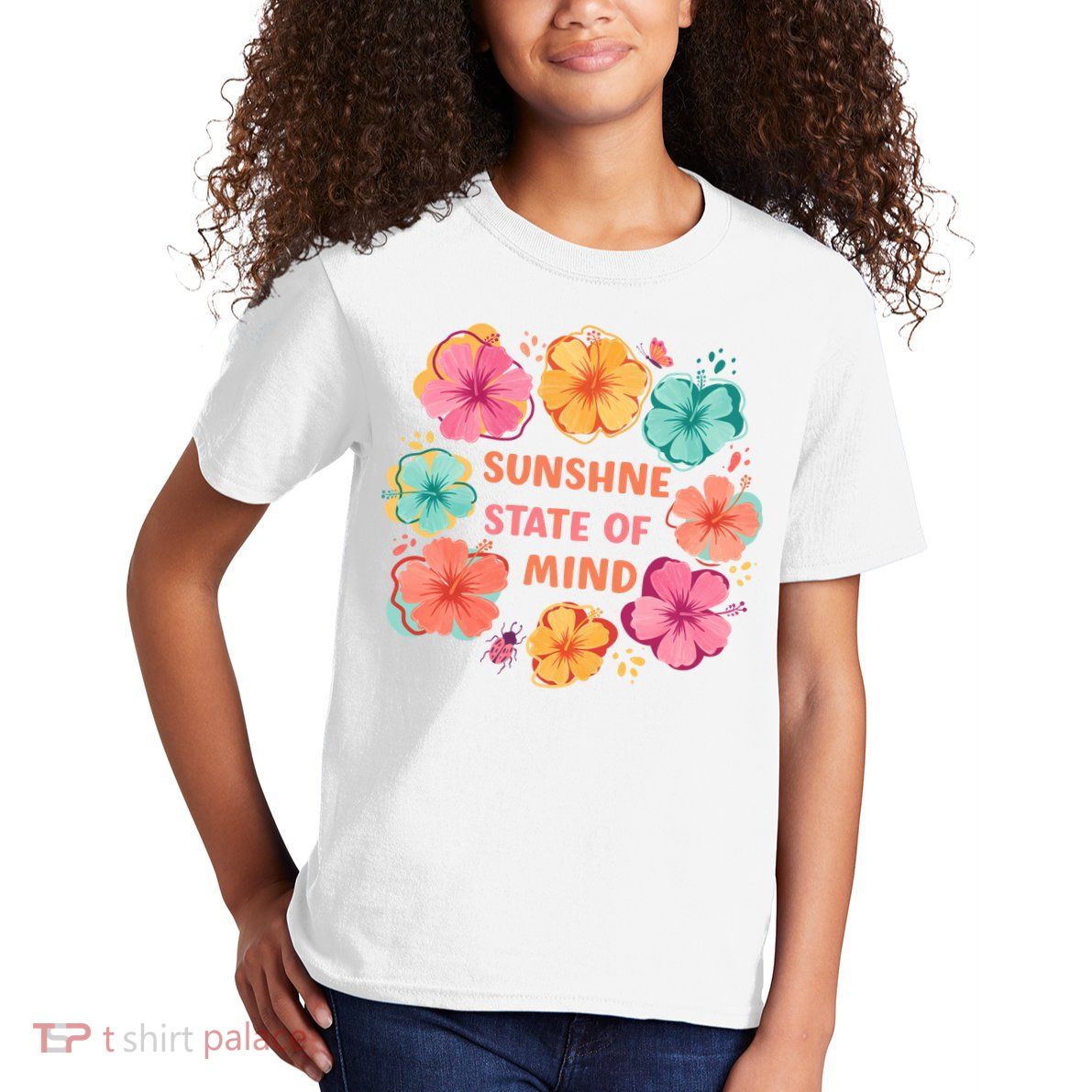 Sunshine State Of Mind Flower Floral Hibicus Tropical Kids T-Shirt
