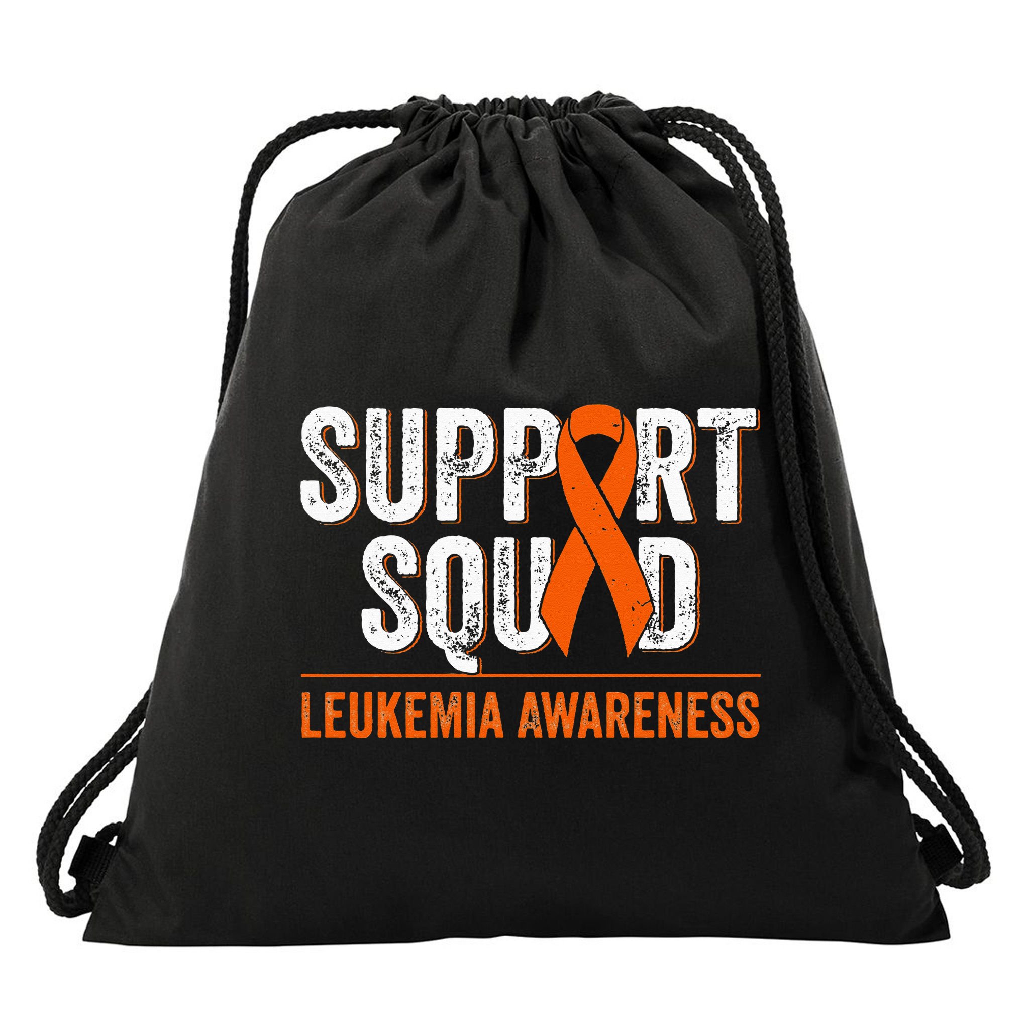 Support Squad Orange Ribbon Leukemia Blood Cancer Awareness Drawstring Bag
