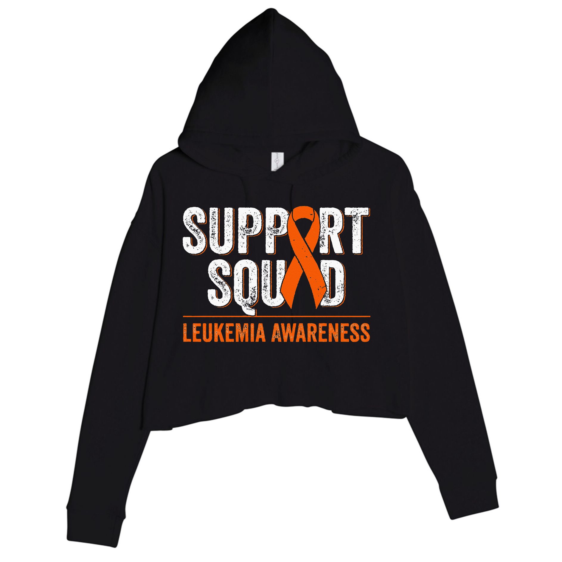 Support Squad Orange Ribbon Leukemia Blood Cancer Awareness Crop Fleece Hoodie