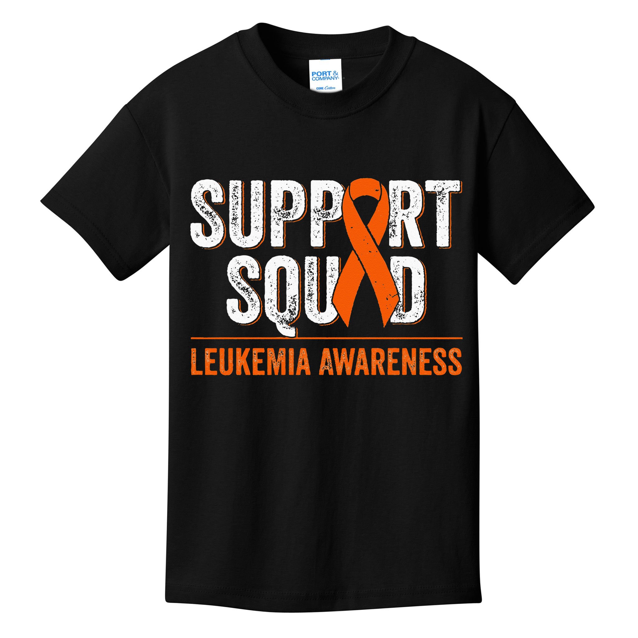 Support Squad Orange Ribbon Leukemia Blood Cancer Awareness Kids T-Shirt