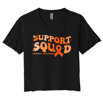 Support Squad Orange Ribbon Leukemia Blood Cancer Awareness Women's Crop Top Tee