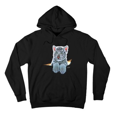 Schim Schimmel Original Artwork, White Tiger Cub Hoodie